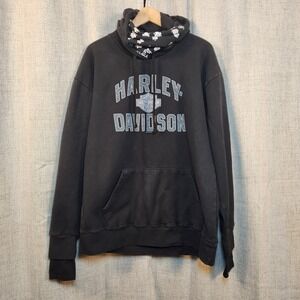 Harley Davidson Graphic Hoodie Womens L Black Rattlesnake MTN Gator Hood Paisley